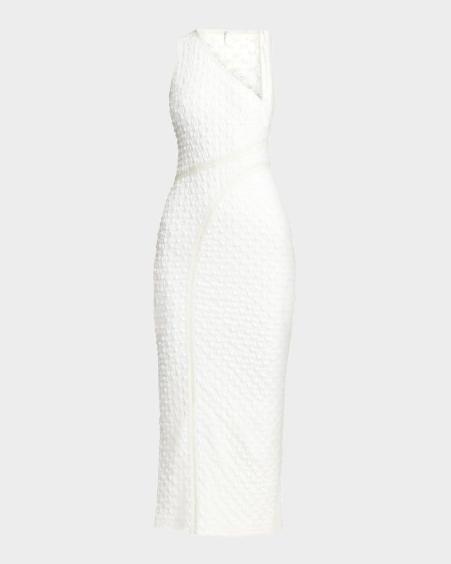 Alex Asymmetric Textured Midi Dress